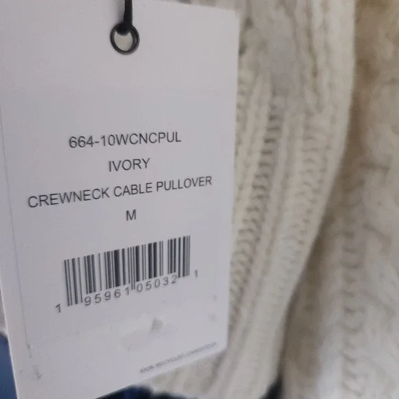 RE/DONE Natural Crewneck Cable Knit Pullover Sweater Medium Preppy Cabin NWT$495 - Picture 11 of 12